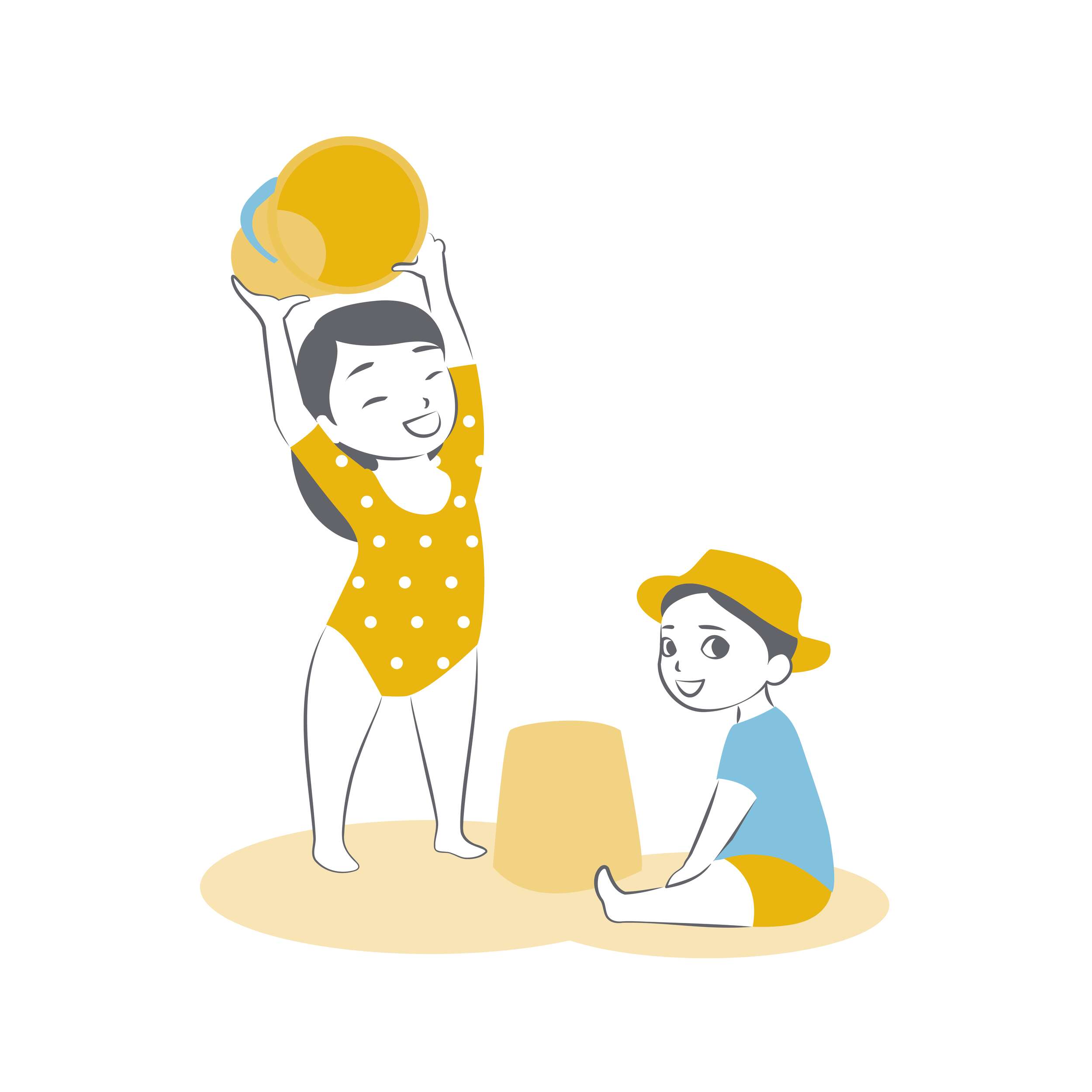 Ilustración de niños en la playa